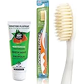 MOUTHWATCHERS Soft Flossing Manual Toothbrush for Adults, 1 Orange, and 1 Whitening Toothpaste, Organic, SLS Free, Fluoride Free Naturally Sourced, 3 oz, by Dr. Plotka's
