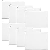 Tolare 8 Pcs Canvas Zipper Pouch, 12x9'' Large Cosmetic Bags With Zipper, White, Multi-Purpose Travel Toiletry Makeup Bag