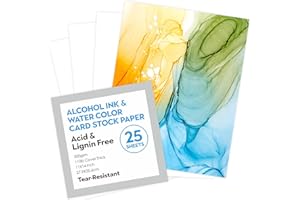 LIVHOLIC 25 Sheets 5X7 Heavy Weight Alcohol Ink Paper 300gsm Water Color Synthetic Paper 110Lb Tear Resistant for Alcohol Ink