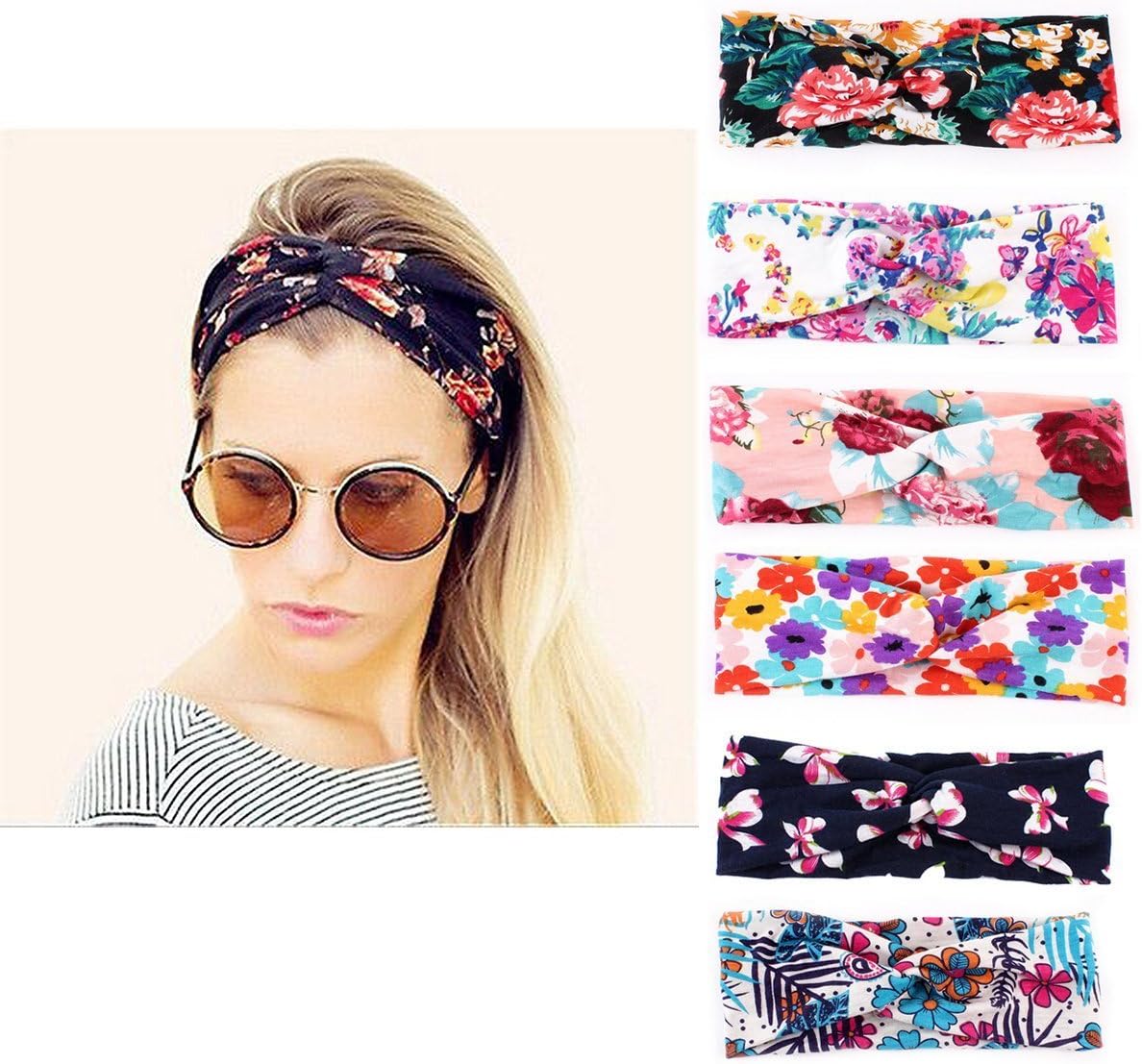 Headbands for Women Boho Cute Elastic Hairbands Turban Stretchy