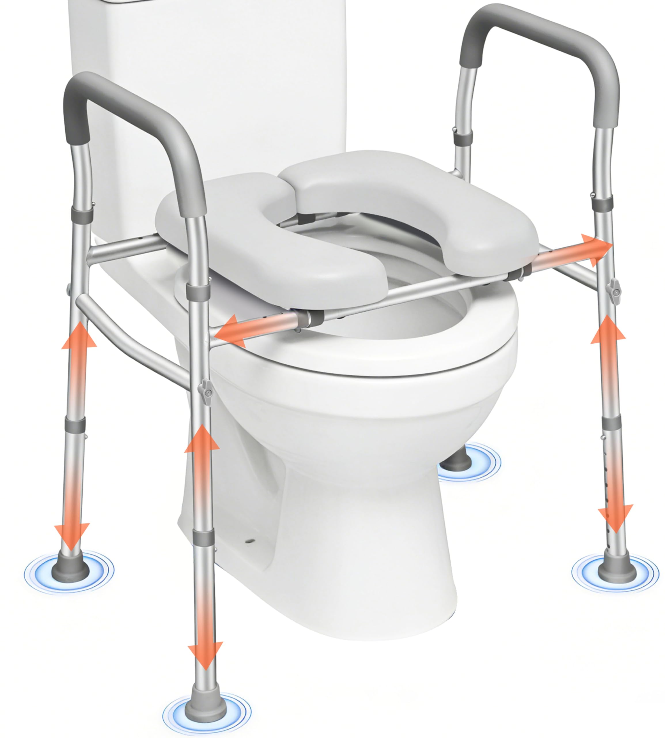 Photo 1 of Toilet Seat Riser for Seniors,Toilet Seat with Handles, 8-Level Height & 3-Level Width Adjustment, Fits Most? Body Sizes and Toilets, for Pregnant & Disabled
