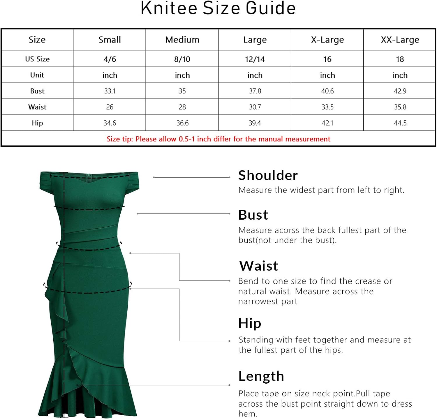 Knitee Women's Off Shoulder V-Neck Ruffle Pleat Waist Bodycon Evening Cocktail Slit Formal Dress: Clothing