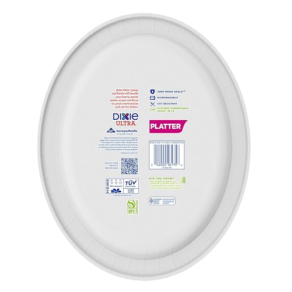 DIXIE ULTRA DISPOSABLE PAPER PLATTERS, 10″ X 12.5″, 25 COUNT – DURABLE, STURDY DESIGN