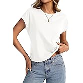 EasyGala Womens Cap Sleeve Crop Tops Cotton T Shirts Crewneck Loose Fit Short Sleeves Tee Summer Fashion Clothes 2026