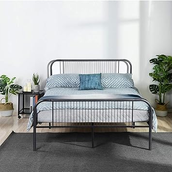 Aingoo Doppelbett inkl.Rückenlehne Bettrahmen Bett mit lattenrost Metallbett für Erwachsene Kinder Jugend, Perfekt Für 140 * 