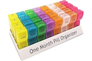 One Month Pill Organizer 2 Times a Day, CAidRE Monthly AM/PM, Box for Vitamins, Fish Oil, Supplement, 31 Day Organizer, Case