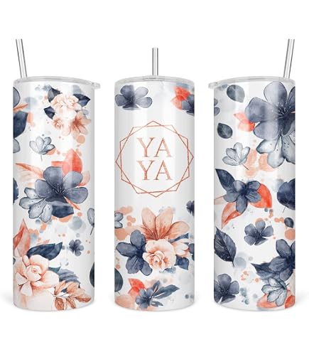 QPTADesignGift 'My Favorite People Call Me Grammie' 20oz Tumbler - Floral Skinny Travel Mug, Mother's Day Gift