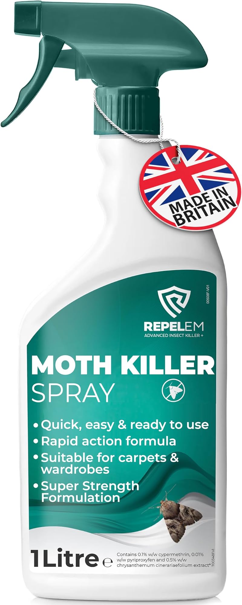 REPELEM Moth Killer Spray 1L Professional Strength Permethrin