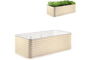 Epic Gardening 5-in-1 Modular Galvanized Raised Garden Bed Kit, 29" Tall Food-Safe Metal Planter Box, Large Raised Garden Beds Outdoor for Vegetables, Flowers, Herbs & Fruits - Light Clay