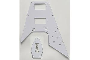 DTYBERXZ For Fit Gibson Flying V +Gold "Logo"Truss Rod Cover Guitar Pickguard (3 Ply White)