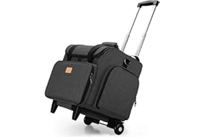 LUXJA Serger Case with Detachable Dolly, Serger Bag with Removable Padding Pad (Fit for Most Standard Serger Machines), Black