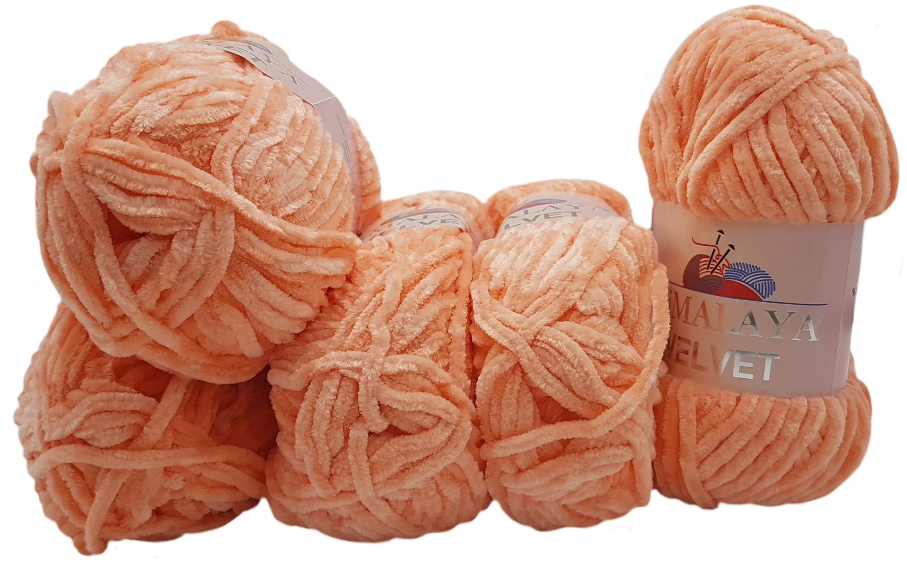 5 x 100 g Himalaya Velvet Micro Polyester Knitting Wool, Baby Wool, Velvety 500 g Wool (Salmon 90023)