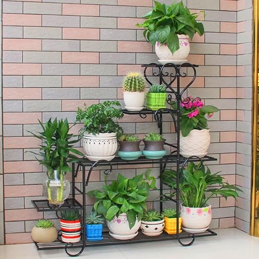 Asnvvbhz Metal Macetero Soporte para plantas Soporte para piso ...