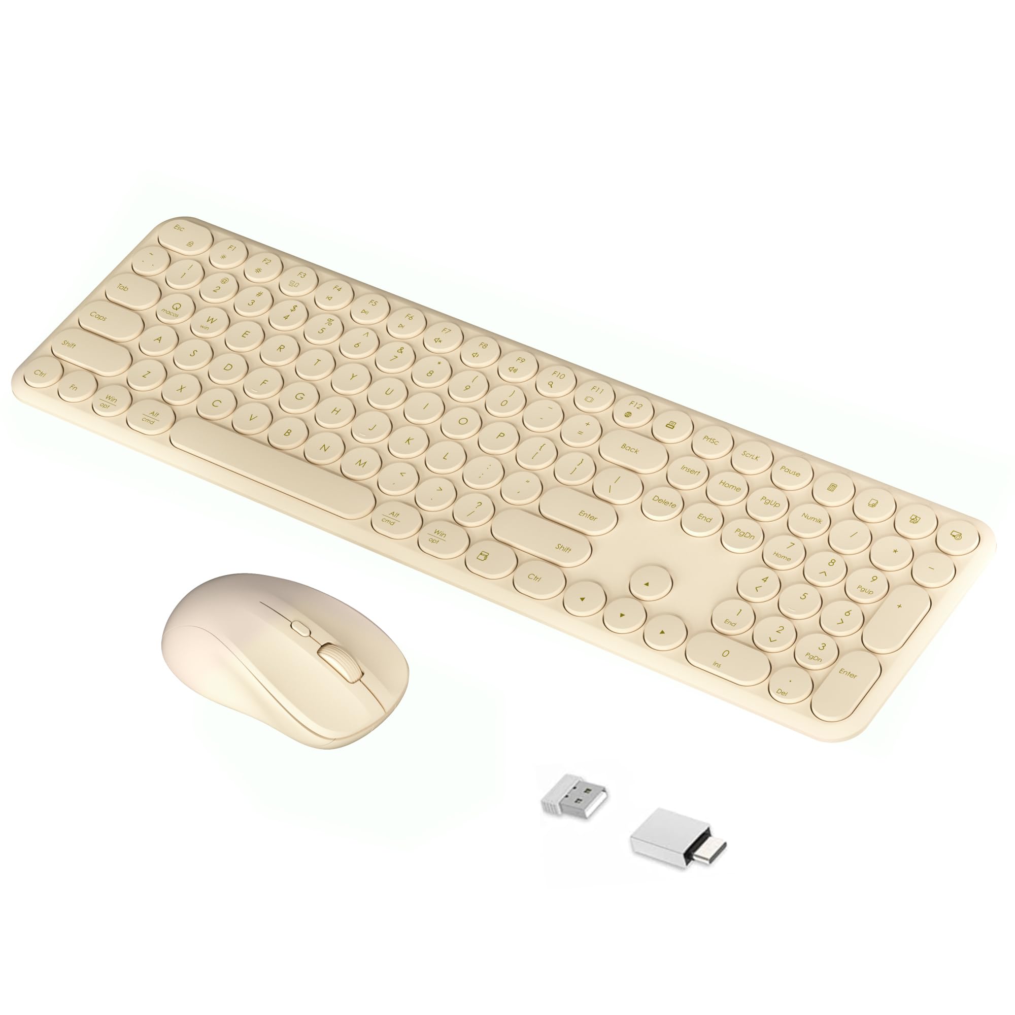 Photo 1 of Wireless Keyboard Mouse Combo, 2.4Ghz Aesthetic Quiet Keyboard and Mouse Wireless, 110 Keys Full Size Ultra-Thin Cute Keyboard for Laptop, Computer, PC, Notebook, Windows, Mac OS (Khaki)