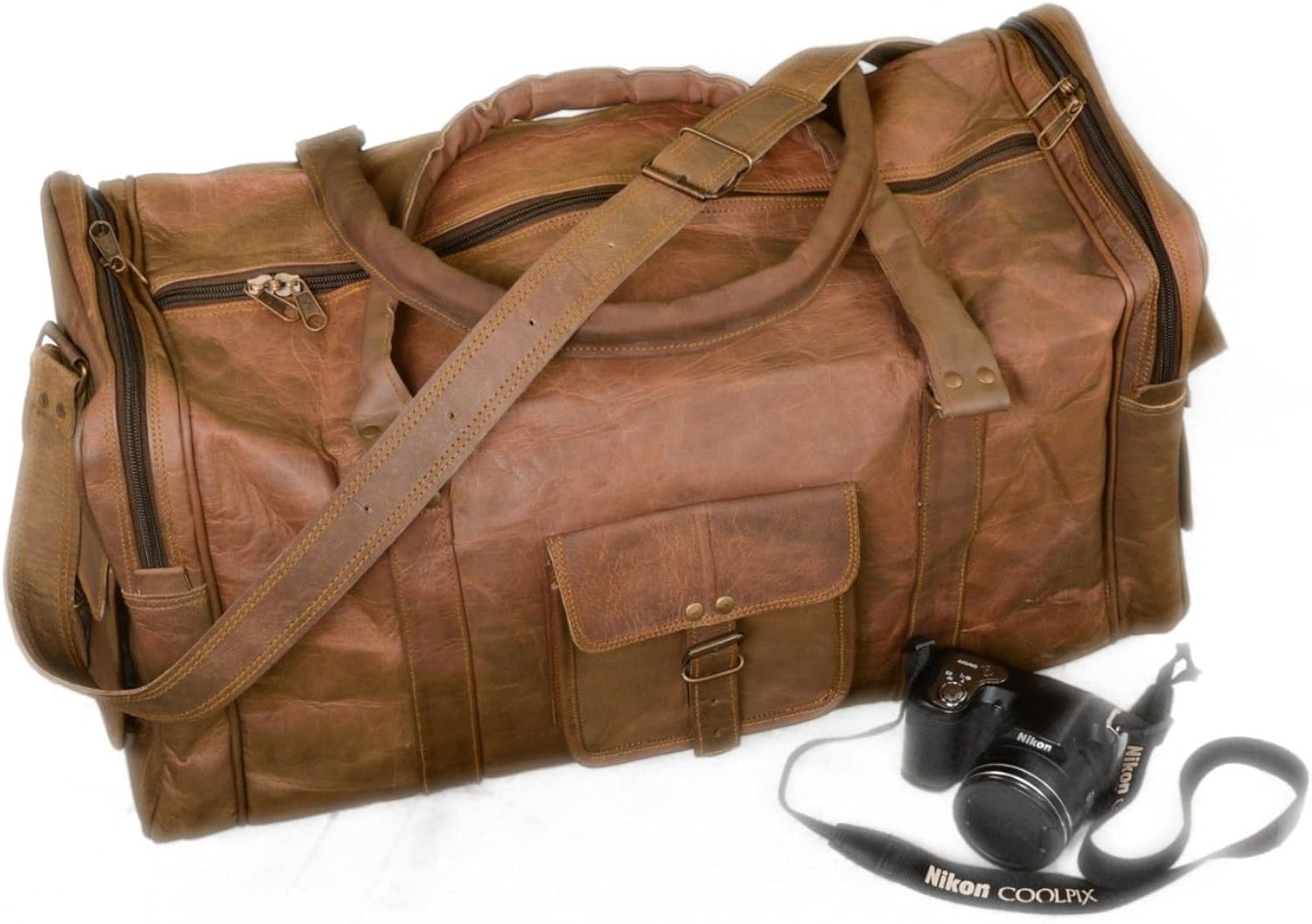 goat leather duffle bag