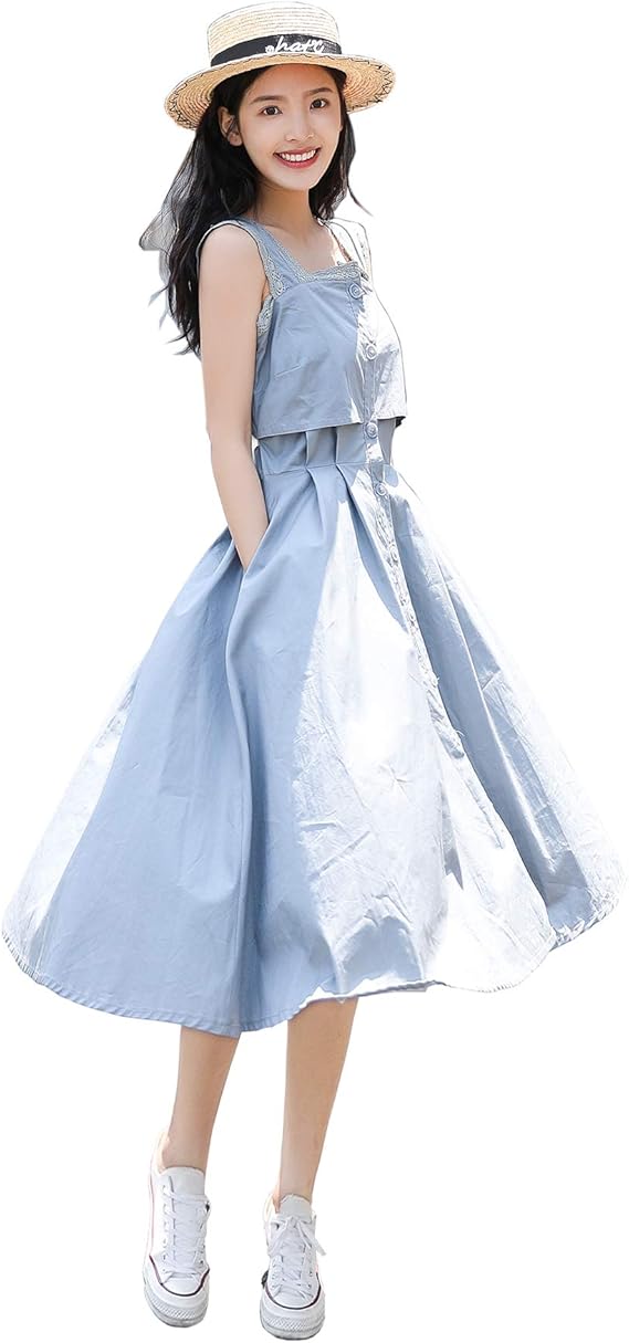 レディース ロング ワンピース 無地 シンプル ワンピース ノースリーブ カジュアル 夏 ワンピース フェミニン かわいい ワンピース チュニック 通販 Amazon