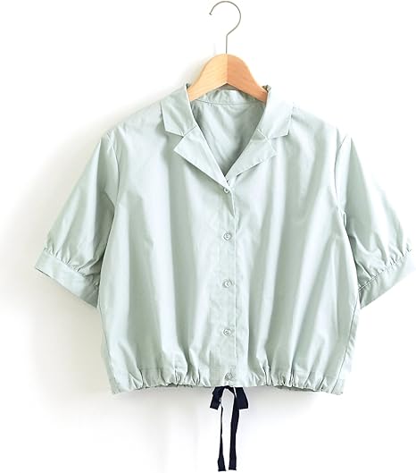 Amazon アメリエル マジェスティックレゴン Amelier Majestic Legon 裾リボン開襟ブラウス Free ミント シャツ ブラウス 通販