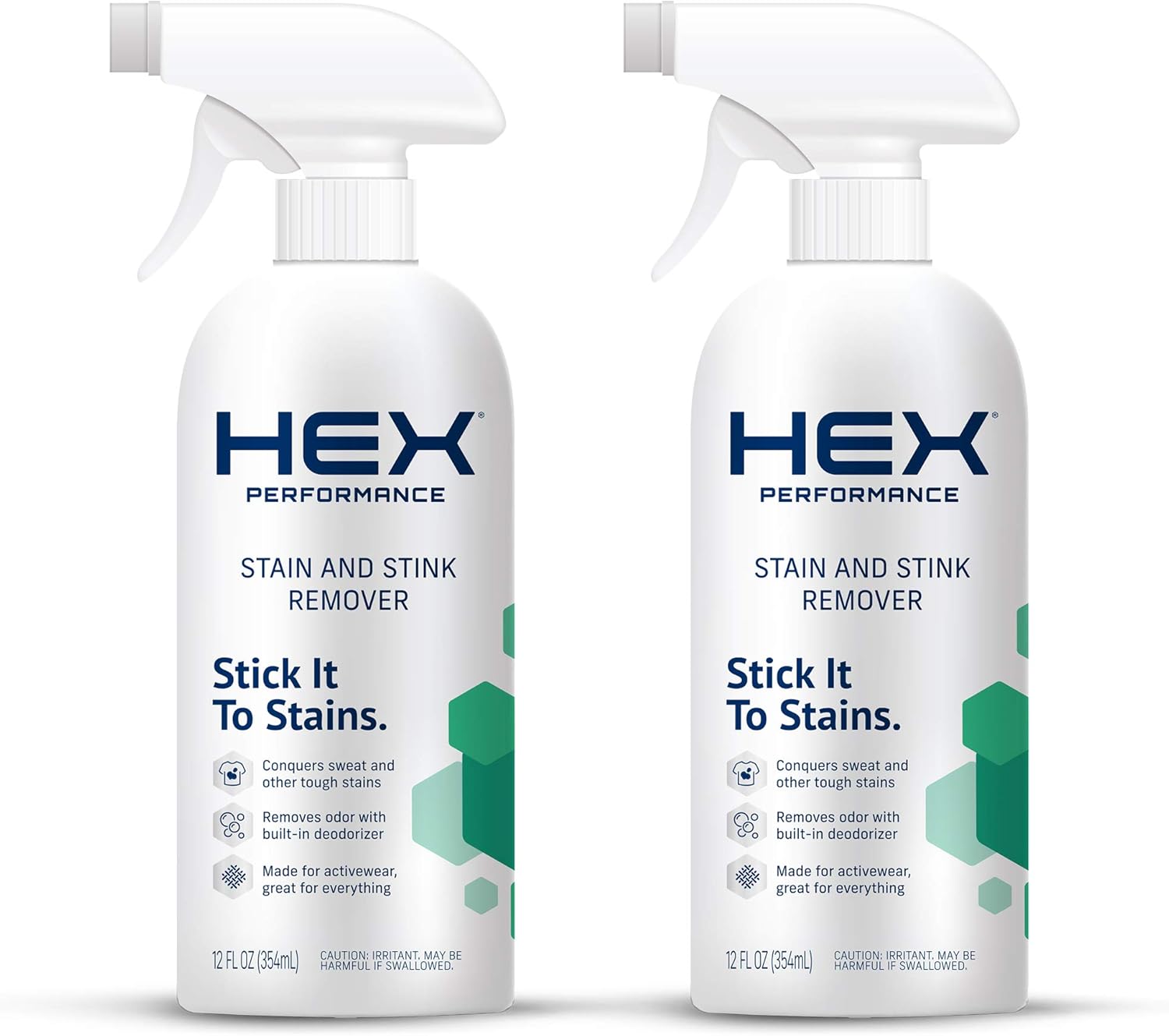 HEX Performance Stain & Stink Remover, Fragrance Free, 12oz (Pack of 2) - Designed for Activewear, Eco-friendly: Health & Personal Care
