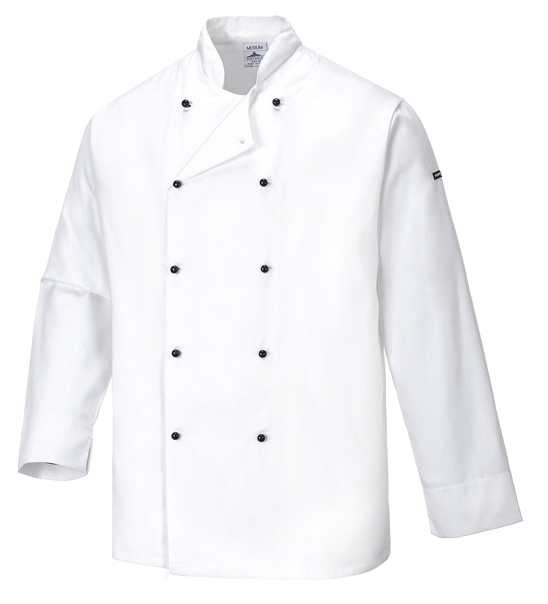 Portwest Cornwall Chefs Jacket, Size: XS, Colour: White, C831WHRXS