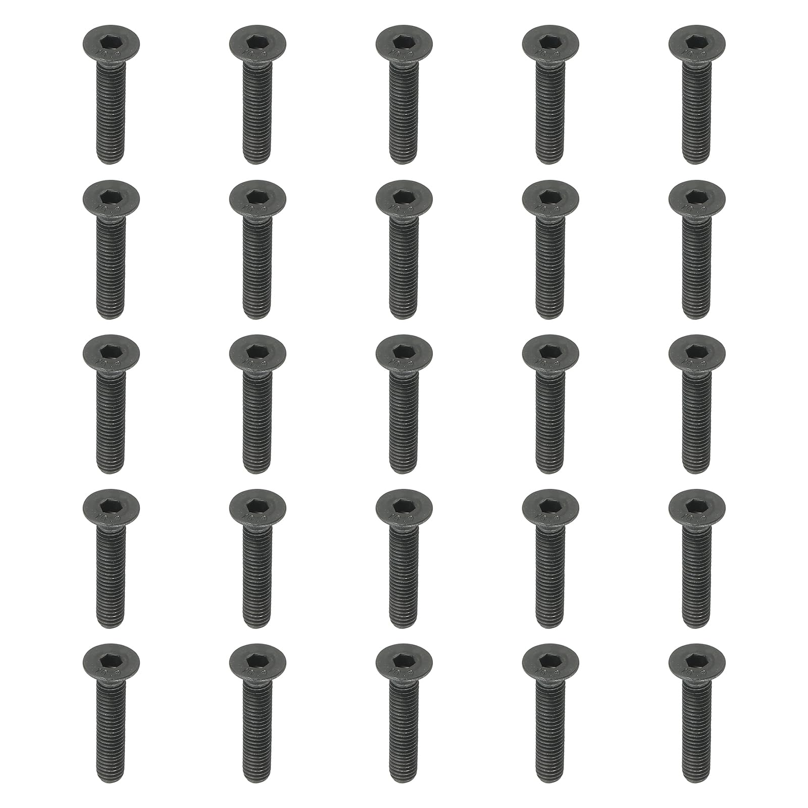 PATIKIL M5 x 25 mm Flat Head Socket Cap Screws, 20 Pack Flat Countersunk Bolts Medium Carbon Steel Hex Socket Drive Machine Screws Full Thread Black Oxide Grade 10.9