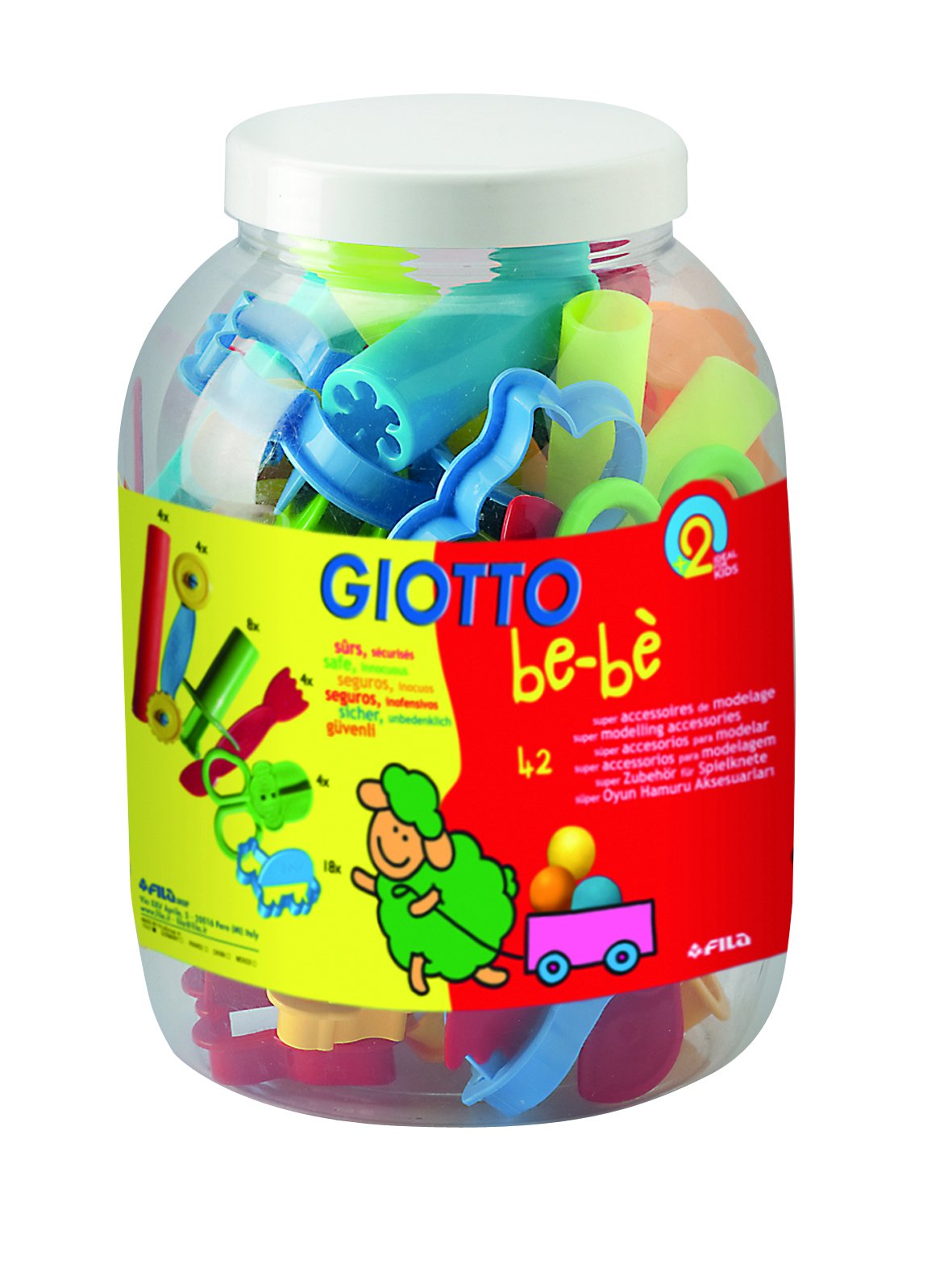 GIOTTO be-bè Kids Modelling Dough Accessories Set for Young Children, 42 Dough Accessories, Assorted Colours, For School & Home
