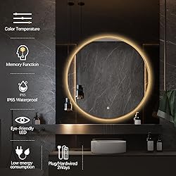 Niccy 44" LED Backlit Round Mirror for