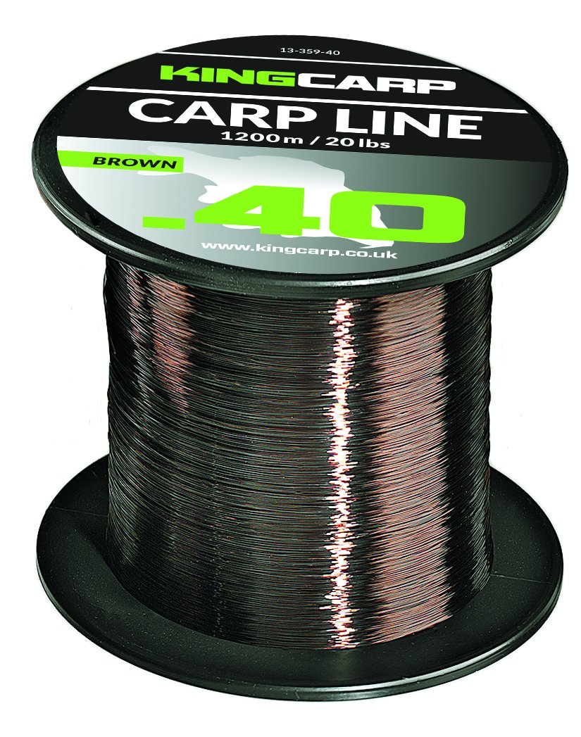 KING CARP - 1200m Bulk Spools of Carp Mono of Extra Strong Monofilament Carp & Specimen Coarse Fishing Line (MURKY BROWN) - Comes in 10, 12, 15 & 20lbs Breaking Strains (1200m of 20lbs)