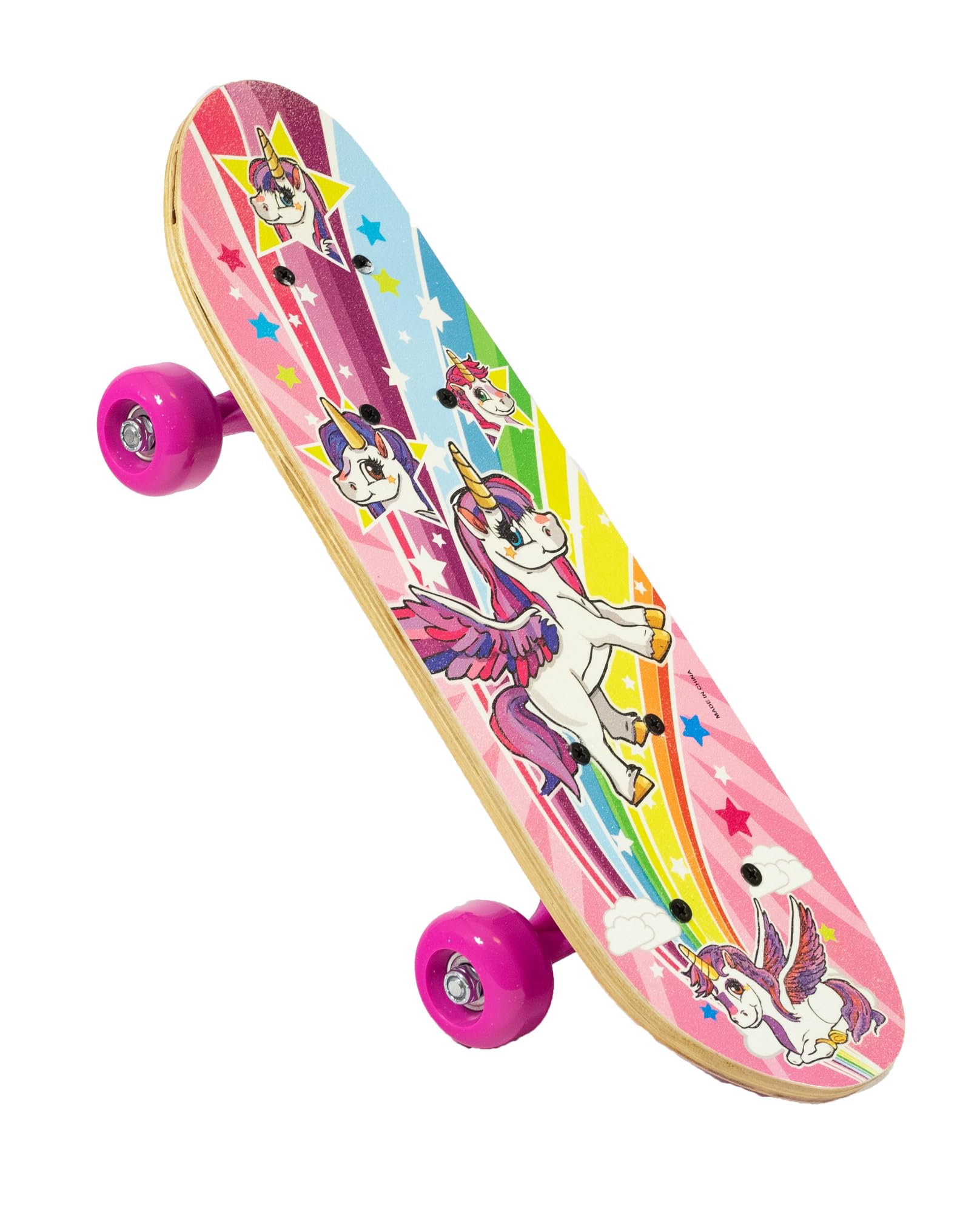 OZBOZZ UNICORN SKATEBOARD - 17 Inch Deck - Fabulous Fantasy Graphics for a Fantastic Ride, Pink