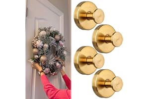ERHABE Implicationi Upgraded Suction Cup Hooks, Suction Cup Hooks for Door Wreaths, Wreath Suction Cups for Front Door for Hanging 15 Lbs Waterproof & Rustproof (Gold*4)