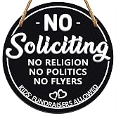 No Soliciting Sign &ndash; No Religious, No Political, No Flyers Sign &ndash; Front Door and Yard Decor &ndash; Made from Premium Durable Frosted Acrylic Material, Suitable for Home and Business Use (8 Inches, Black/White)