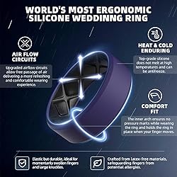 Egnaro Men's Silicone Rings, 7.5mm Wide 2.5mm Thick