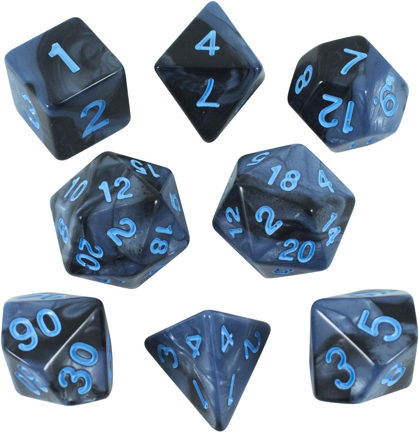 Amazon Com Paladin Roleplaying Gray And Blue Dice Expanded Dnd Set With Extra D20 Storm Lord Toys Games