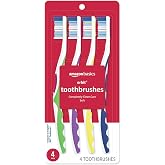 Amazon Basics Orbit Toothbrushes, Soft Bristles, Full Size, 4 Count, Assorted Colors (Previously Solimo)