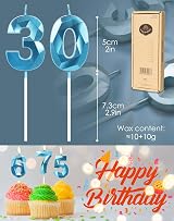 Yiran 14th Birthday Candles Blue 1 4 Numeral Cake Topper 2pc view 3