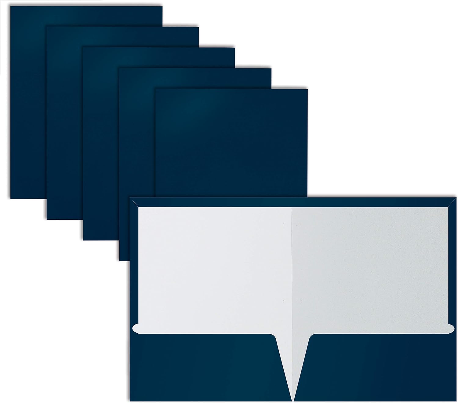 2 Pocket Glossy Laminated Navy Blue Paper Folders, Box of 25, Letter Size, Dark Blue Paper Portfolios by Better Office Products, 25 Pack : Office Products