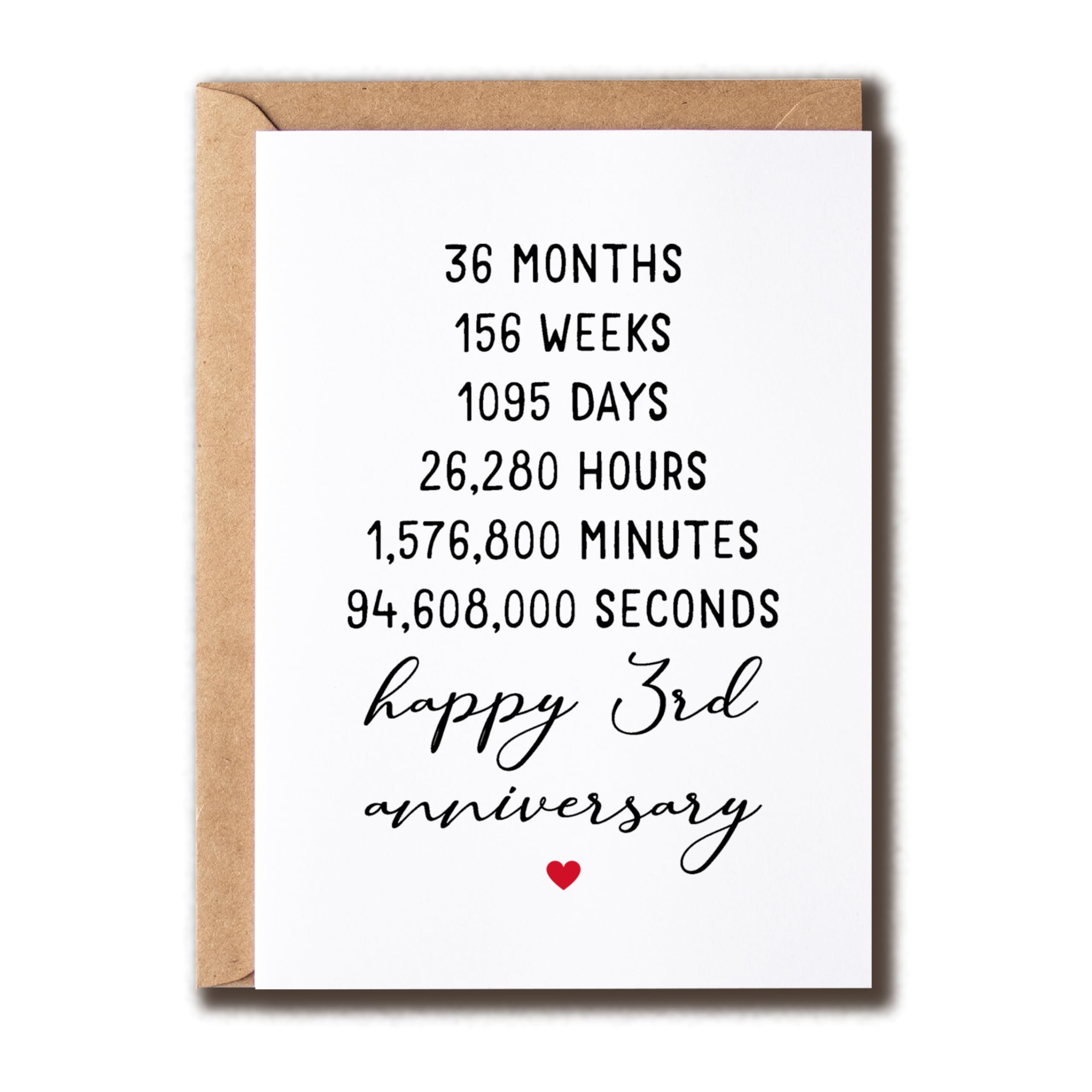 Photo 1 of **2 PACK** NTVShop 3rd Anniversary Greeting Card - Modern Number Theme - 5 x 7 Inches - Unisex-Adults