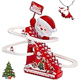 Climbing Stair Slide Toy for Toddler, Racing Tack Playset with Music and Light, Christams Toy, Santa Claus Themed, Gift for Boys Girls
