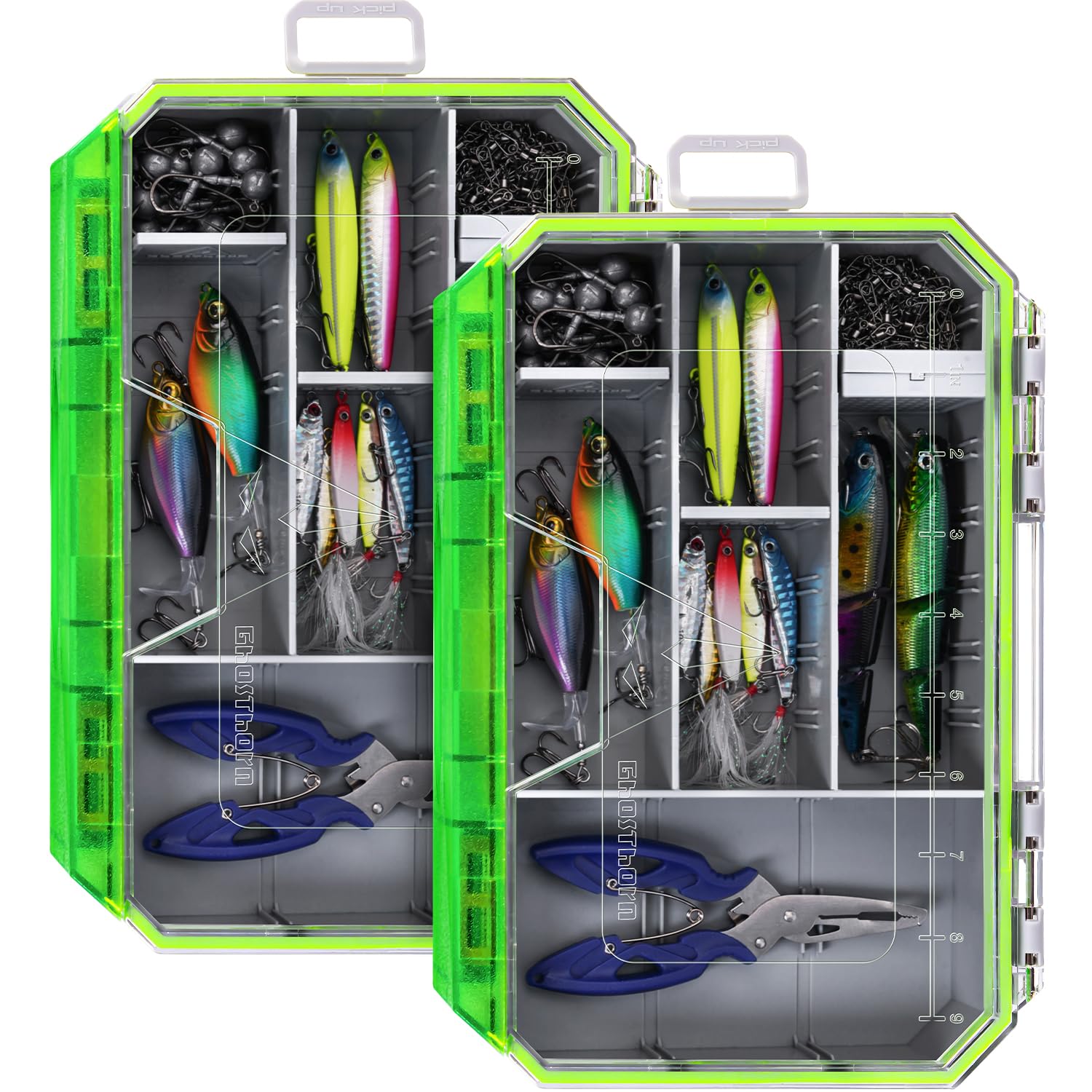 Photo 1 of Ghosthor Fishing Tackle Box, Waterproof 3600 and 3700 Tackle Trays, Plastic Tackle Box Organizer with Removable Dividers, Storage Lure Box and Terminal Tackle Storage