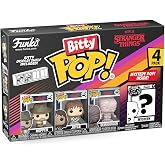 Funko Bitty POP! 4 Pack: Netflix Stranger Things Hopper, Joyce, Demogorgon | Official Fantasy Merch - Tiny 0.9 inch Figures with Display Shelf - Cake Topper, Party Bag and Stocking Filler Gift