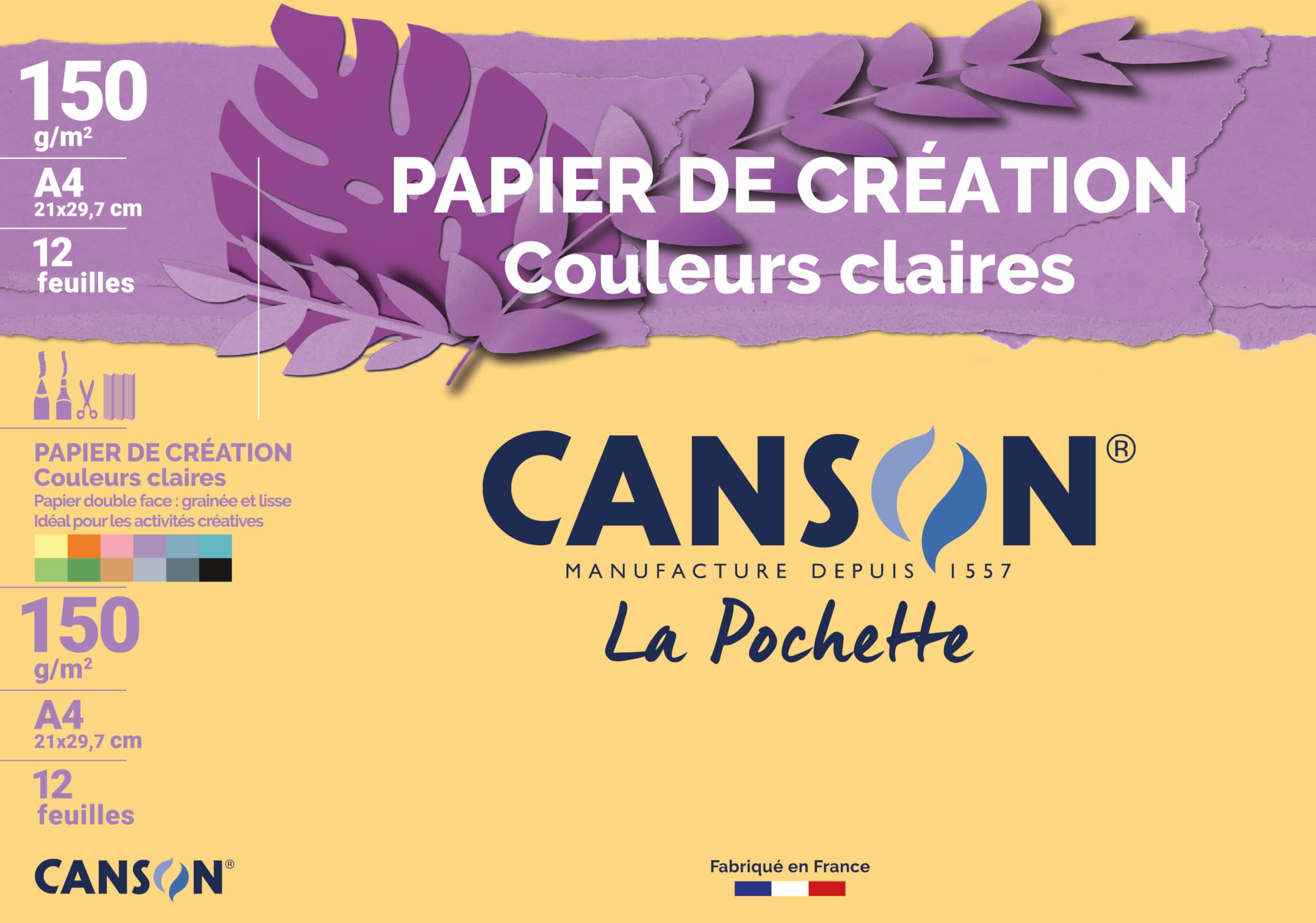 CANSON 200002760 Coloured Paper in Folder, DIN A4, 150 g/m²