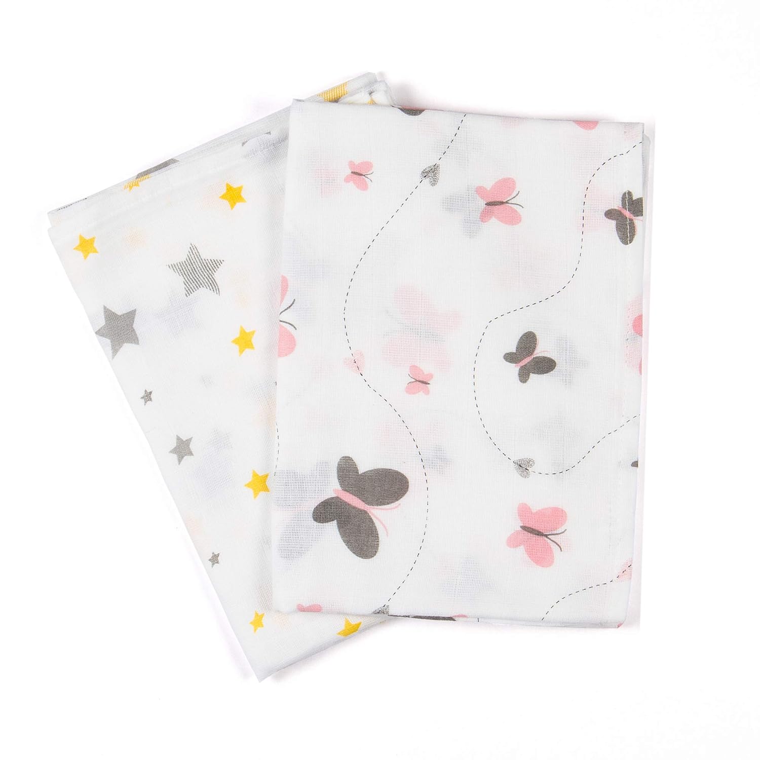 Blankets 贈り物に最適 Blankets 40x40 オーガニックモスリンおくるみ ソフトで快適 授乳 B07ngk7mrz ホワイト 2 And おくるみ Inch Pack Of Stars Fairy 40x40 ベビーブランケットとタオル Twinkle Pink 2 Inch Pack Butterflies Of おくるみ 限 定 販 売