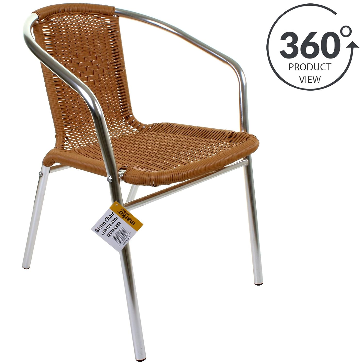 Aluminium Chrome Bistro Chair Outdoor Garden Patio Seating Stacking