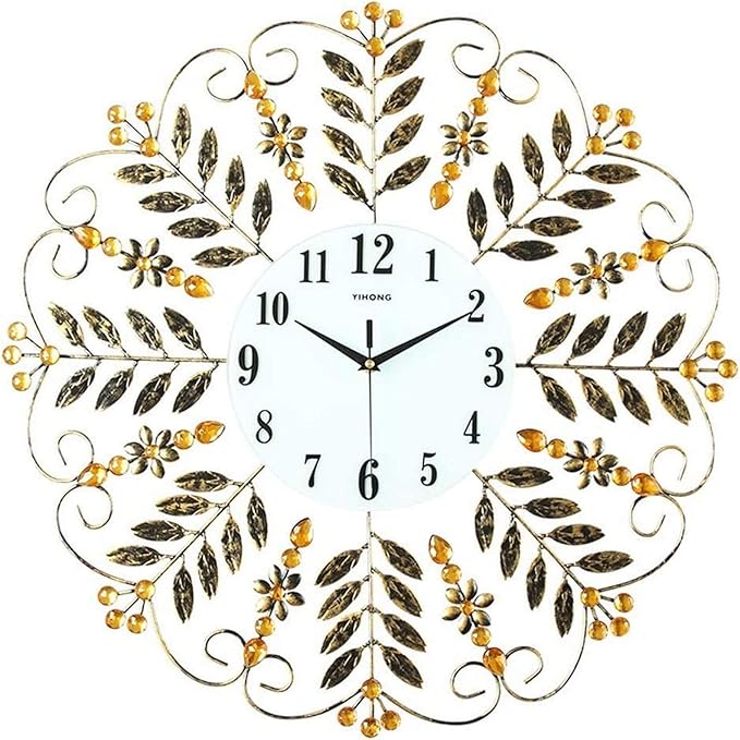 Decorative Clock Leaf Decorative Wall Clock,Metal Wall Clock White