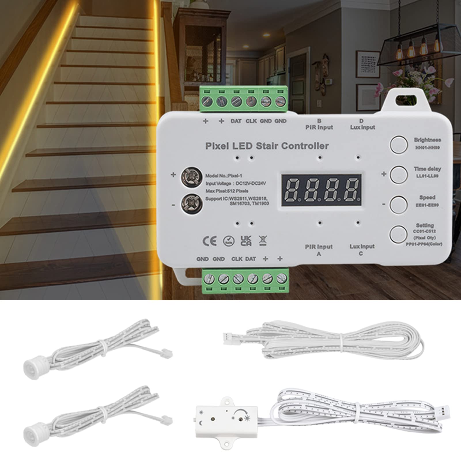 TWSOUL WS2818 Led Strip,5m WS2818 Running Light Strip for RGB Stair Light Controller (Stair Light Controller)