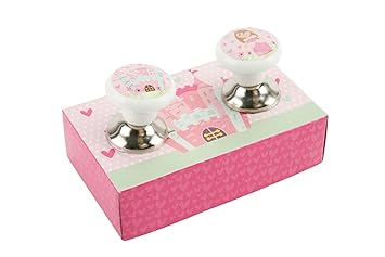 Set Of 2 Princess Ceramic Drawer Knobs Handles Child Kid Children