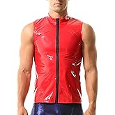 QiaTi Men's Faux Leather Vest Undershirt Mens Sleeveless Tank Top Zipper Stand Collar Shirt Muscle Waistcoats Fit Athletic