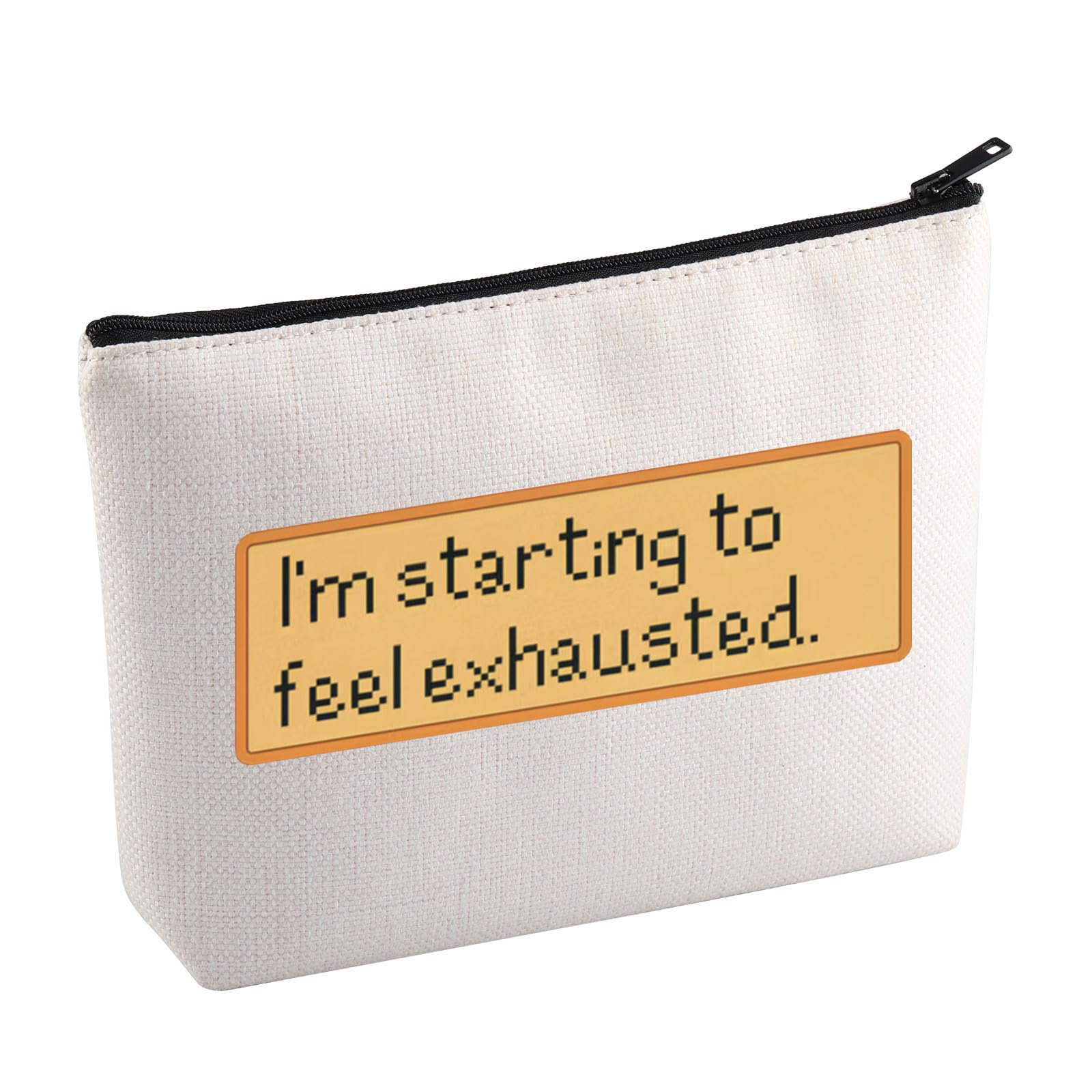 Stardew Game Inspired Cosmetic Bag Farming Simulation Game Gift Cozy Gaming Gift I'm Starting to Feel Exhausted Makeup Bag for Player (Exhausted)