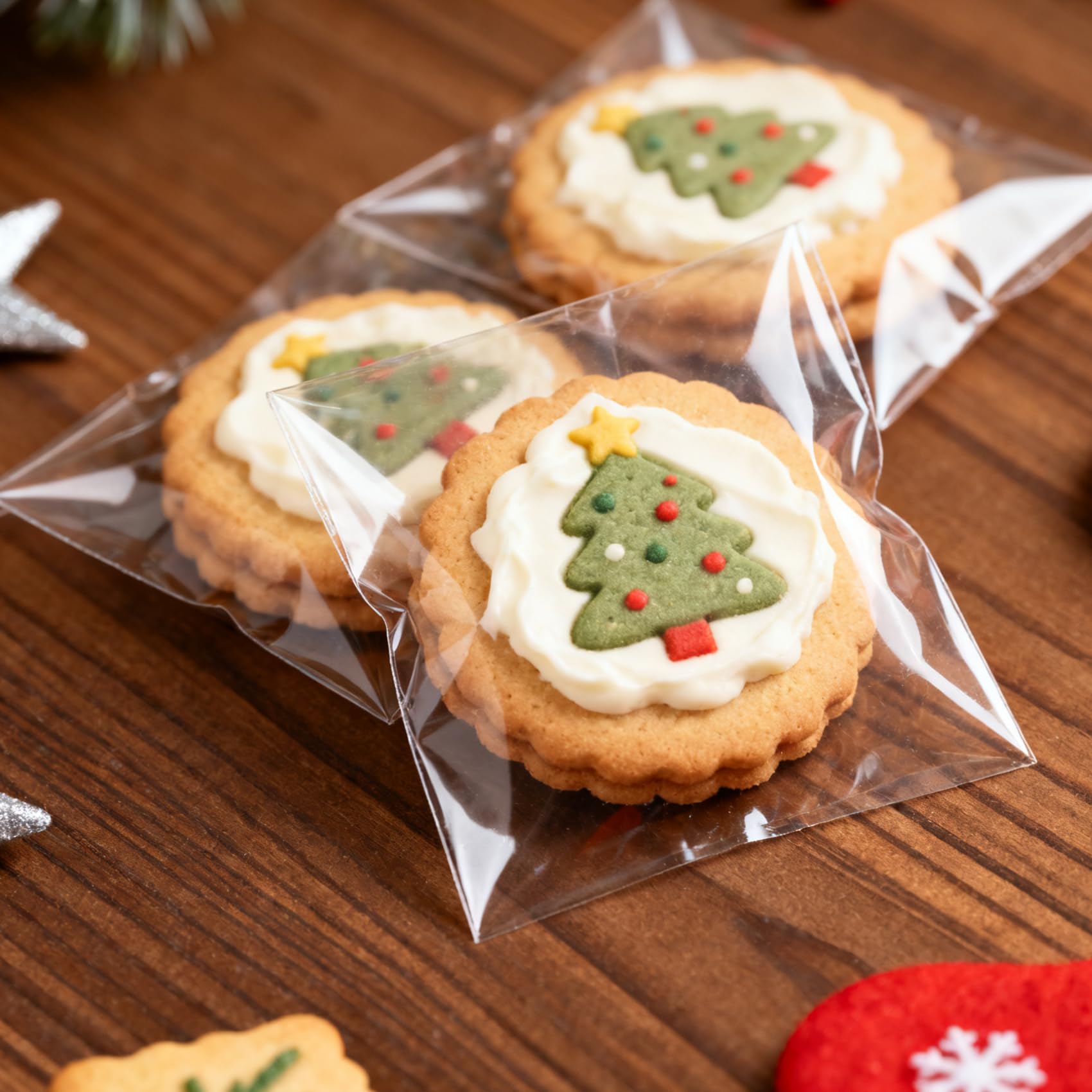 Morepack Clear Self Sealing Cellophane Bags,4x6 Inches 200 Pcs Cookie Bags Resealable Cellophane Bag for Packaging Cookies, Candy and Products