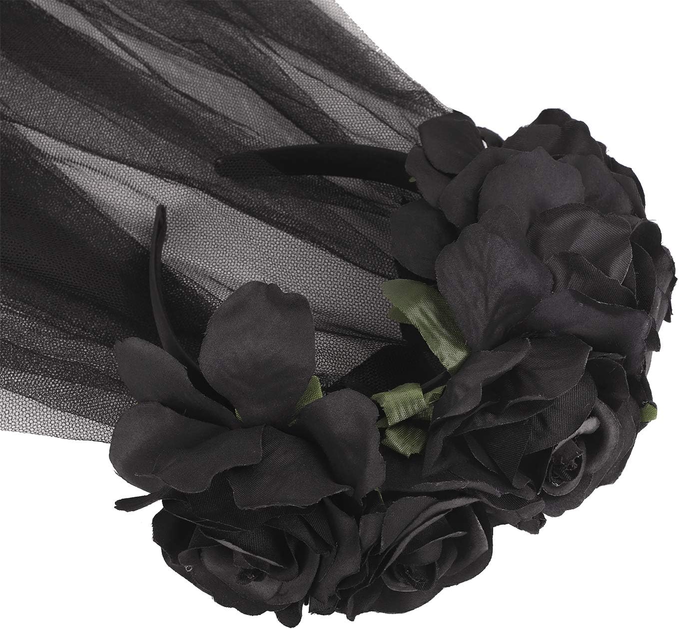 Women Girls Halloween Flower Headband with Black Veil - Image 5