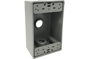 Sealproof 1-Gang 3 1/2-Inch Holes Weatherproof Rectangular Exterior Electrical Outlet Box with 3 Outlet Holes, Three 1/2" Holes, Single Gang, UL Listed